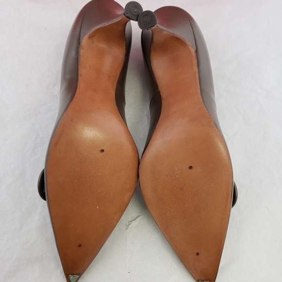 Vintage Andrew Gellar Leather Brown Pumps 7AAA EU In Bix - Picture 11 of 13